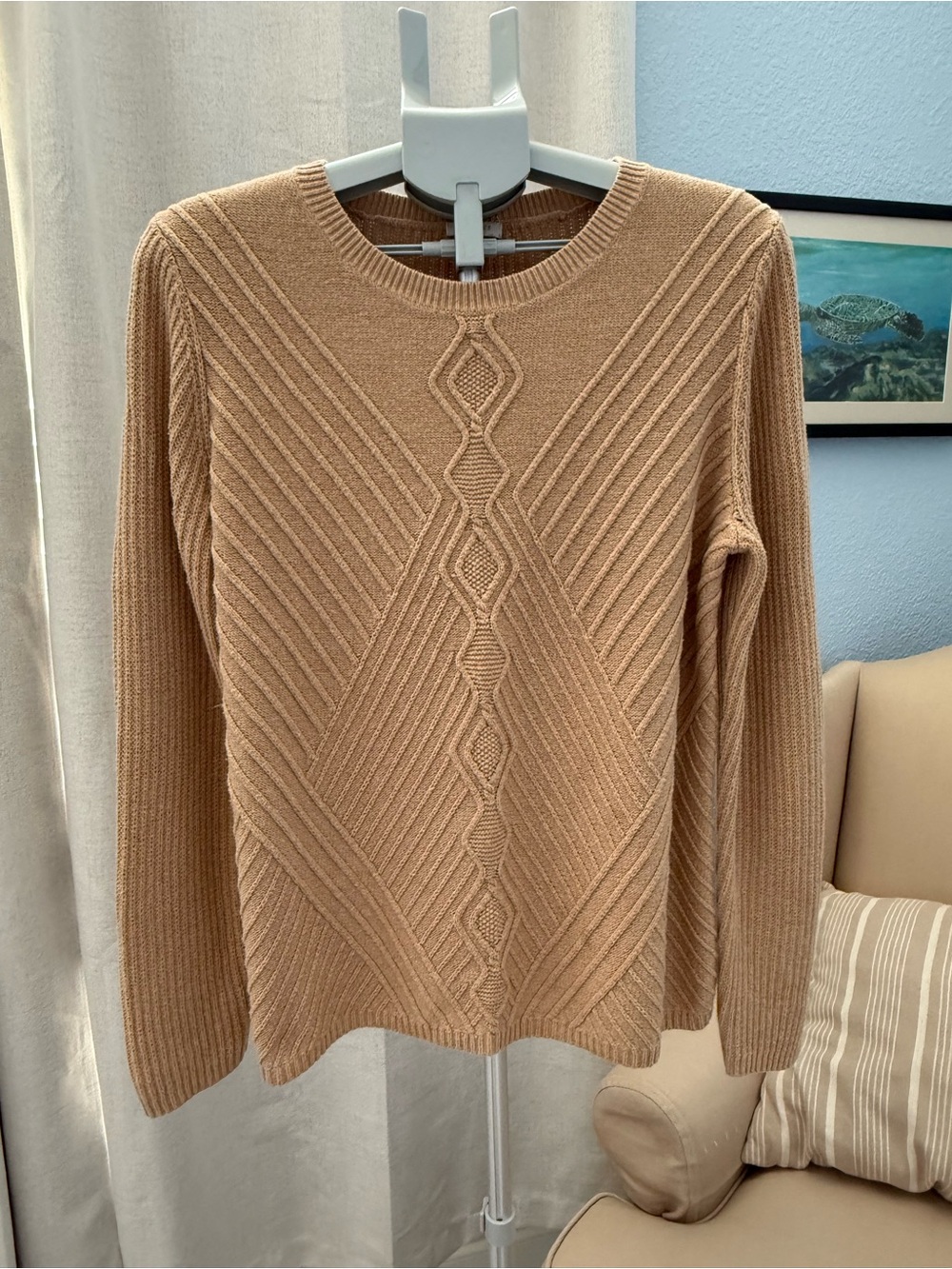 Talbots Classic Preppy Neutral Beige Crewneck Sweater